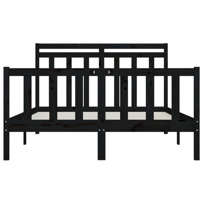 Bed Frame Without Mattress Black Solid Wood Pine 120X200 Cm