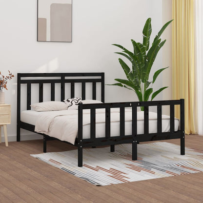 Bed Frame Without Mattress Black Solid Wood Pine 120X200 Cm