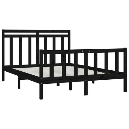 Bed Frame Black Solid Wood Pine 150X200 Cm King Size