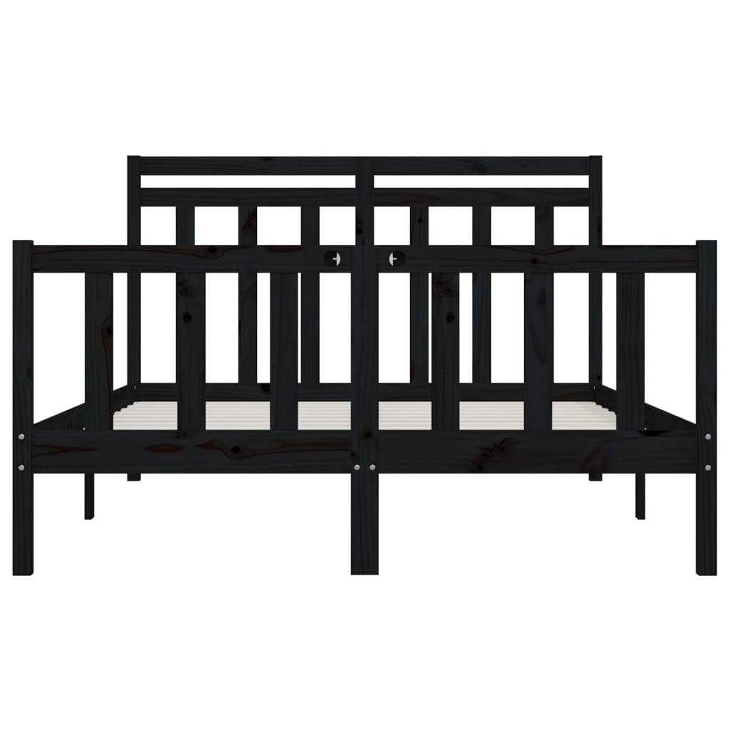 Bed Frame Black Solid Wood Pine 150X200 Cm King Size