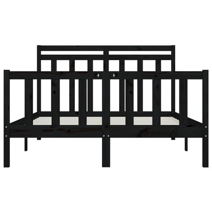 Bed Frame Black Solid Wood Pine 150X200 Cm King Size