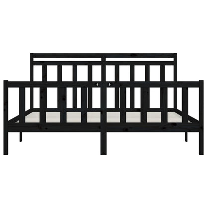 Bed Frame Black Solid Wood Pine 200X200 Cm