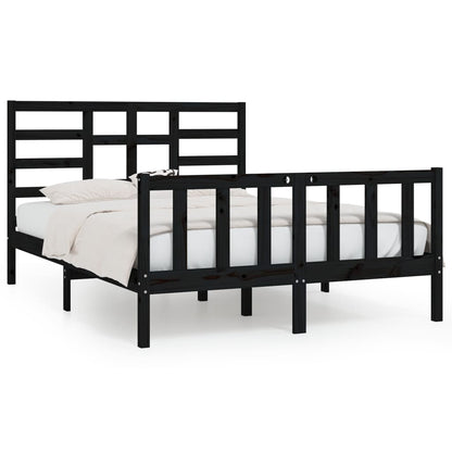 Bed Frame Black Solid Wood Pine 120X200 Cm