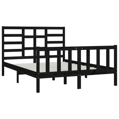 Bed Frame Black Solid Wood Pine 120X200 Cm