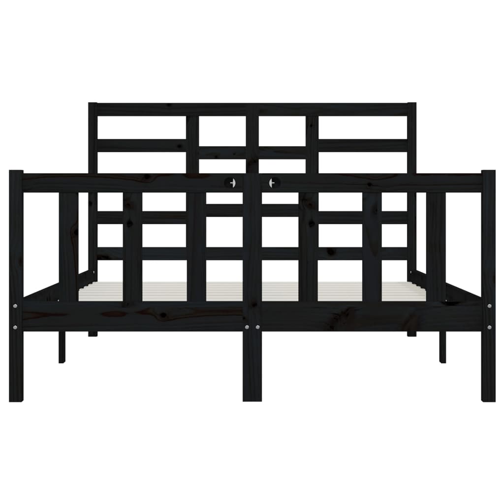 Bed Frame Black Solid Wood Pine 120X200 Cm