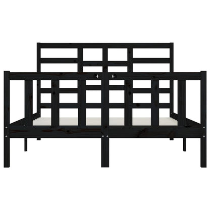 Bed Frame Black Solid Wood Pine 120X200 Cm