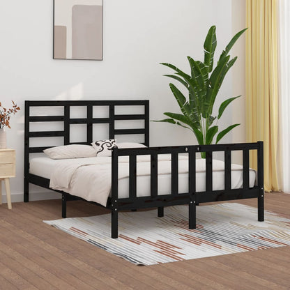 Bed Frame Black Solid Wood Pine 120X200 Cm