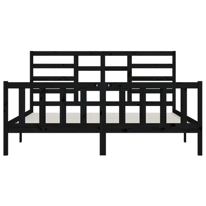 Bed Frame Black Solid Wood Pine 200X200 Cm