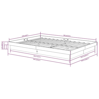 Bed Frame Grey Solid Wood Pine 140X190 Cm