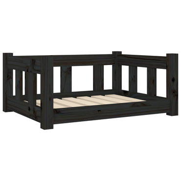 Dog Bed Black 65.5X50.5X28 Cm Solid Wood Pine