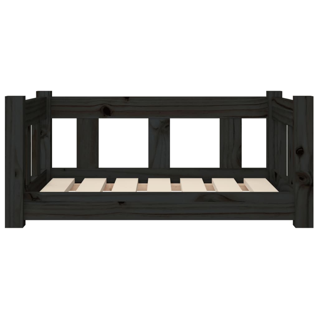 Dog Bed Black 65.5X50.5X28 Cm Solid Wood Pine