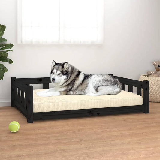 Dog Bed Black 105.5X75.5X28 Cm Solid Wood Pine