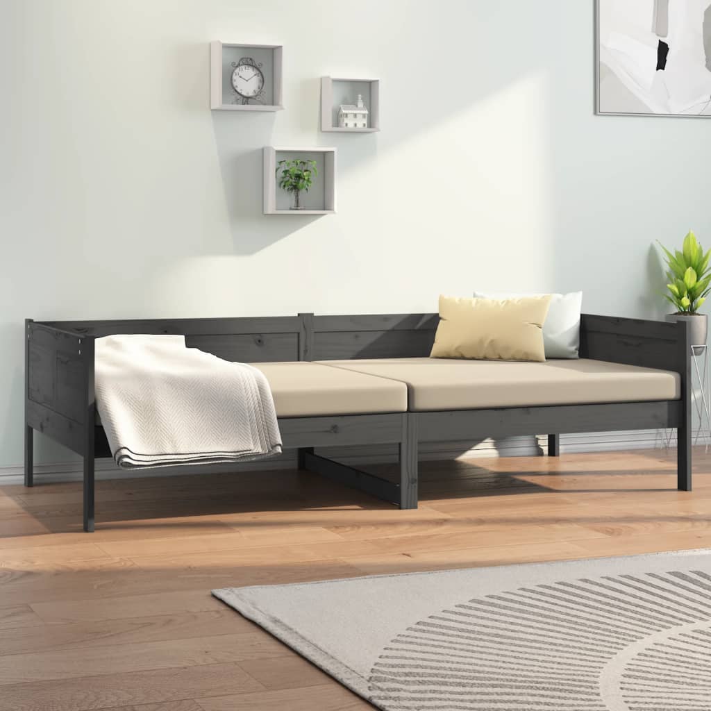 Day Bed Grey Solid Wood Pine 90X190 Cm