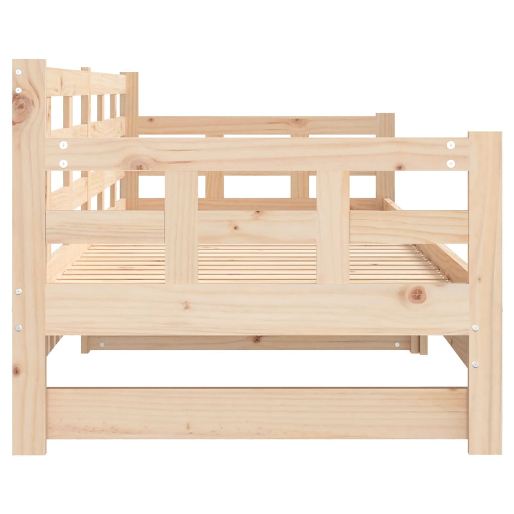 Pull-Out Day Bed Solid Wood Pine 2X(90X200) Cm