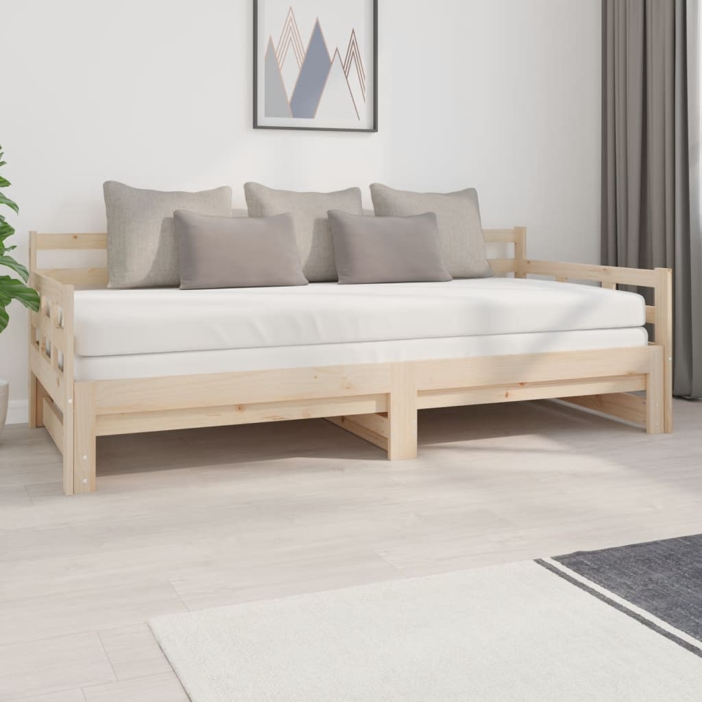 Pull-Out Day Bed Solid Wood Pine 2X(90X200) Cm