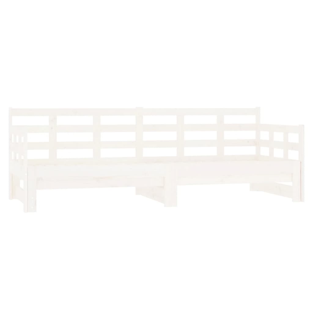 Pull-Out Day Bed White Solid Wood Pine 2X(80X200) Cm