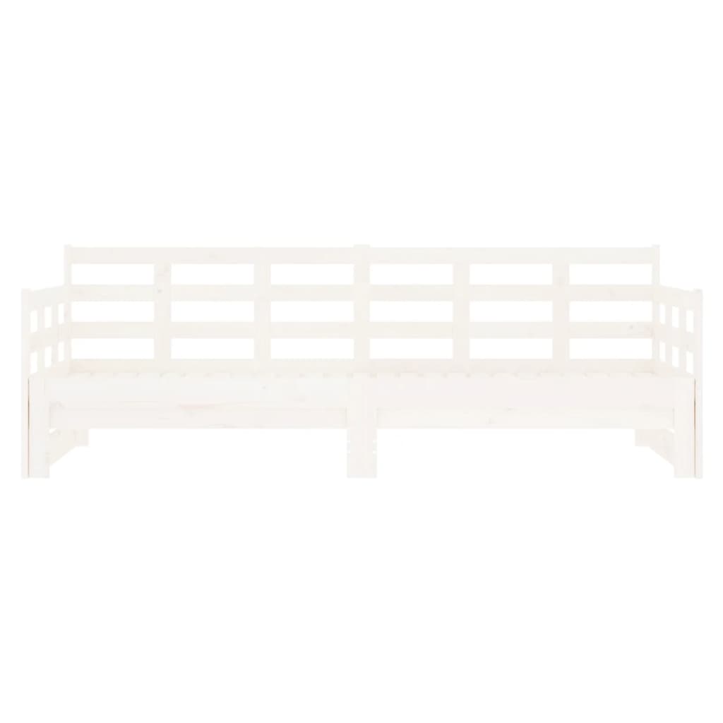 Pull-Out Day Bed White Solid Wood Pine 2X(80X200) Cm