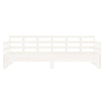 Pull-Out Day Bed White Solid Wood Pine 2X(80X200) Cm