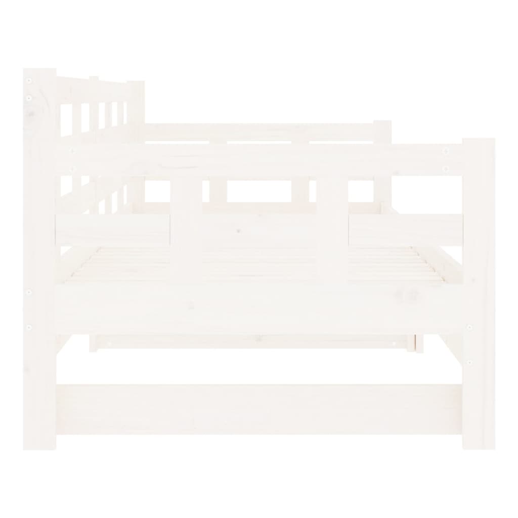 Pull-Out Day Bed White Solid Wood Pine 2X(80X200) Cm