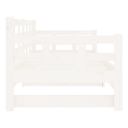 Pull-Out Day Bed White Solid Wood Pine 2X(80X200) Cm