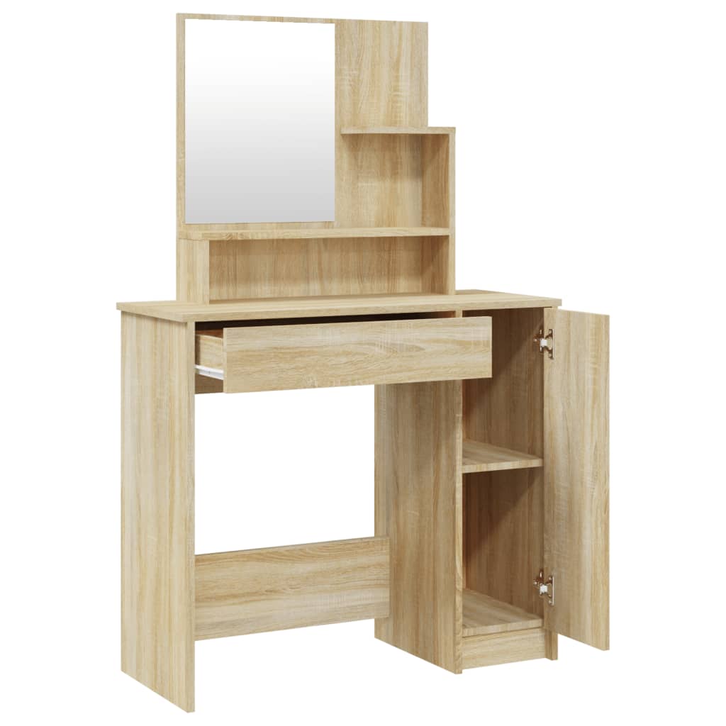 Dressing Table With Mirror Sonoma Oak 86.5X35X136 Cm