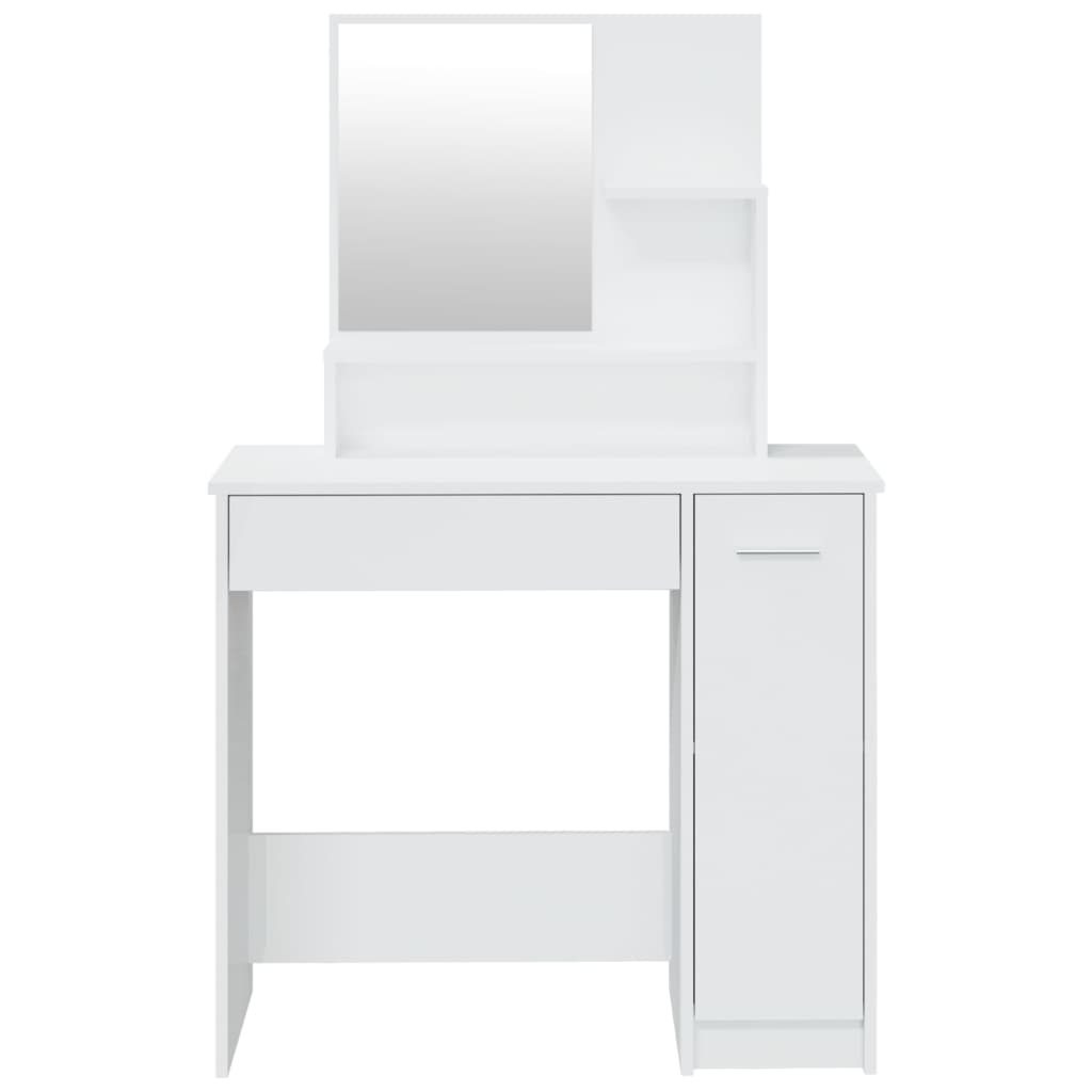 Dressing Table With Mirror High Gloss White 86.5X35X136 Cm