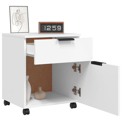 Mobile File Cabinet With Wheels White 45X38X54 Cm Engineered Wood