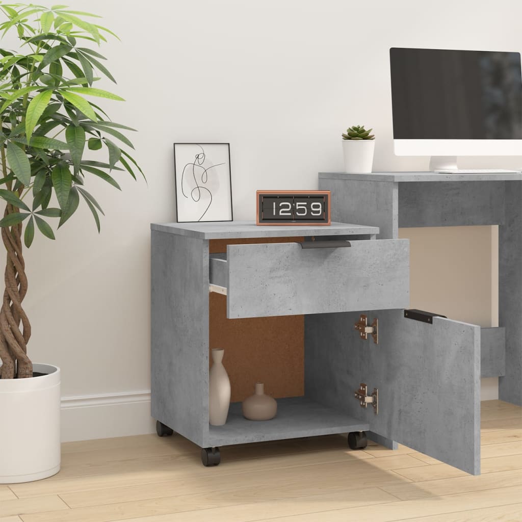 Mobile File Cabinet With Wheels Concrete Grey 45X38X54 Cm Engineered Wood