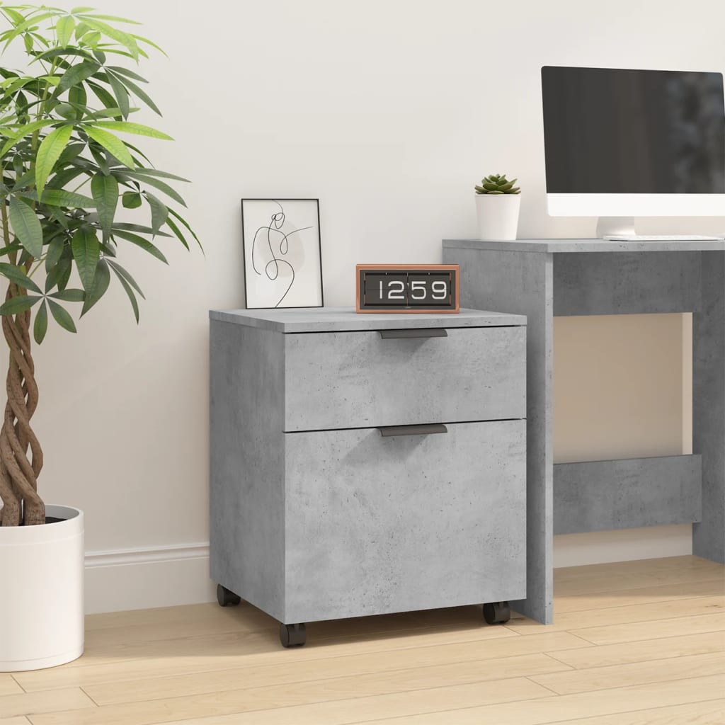 Mobile File Cabinet With Wheels Concrete Grey 45X38X54 Cm Engineered Wood