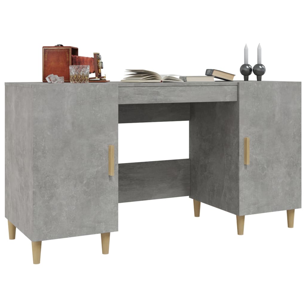 Desk Concrete Grey 140X50X75 Cm Engineered Wood