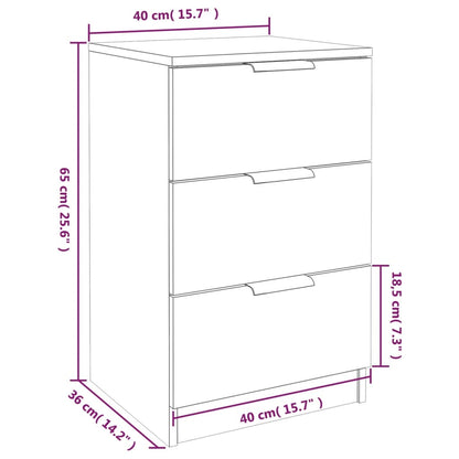 Bedside Cabinet Grey Sonoma 40X36X65 Cm