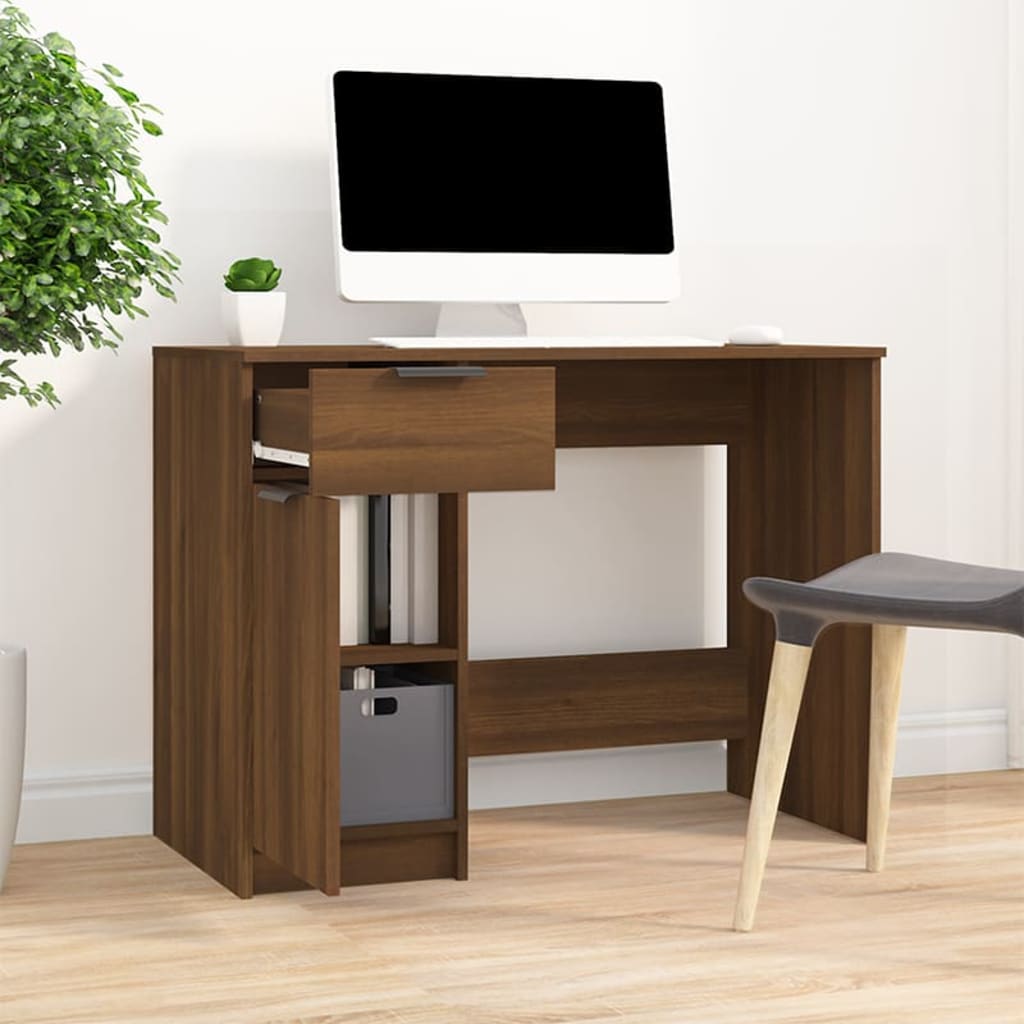 Desk Brown Oak 100X50X75 Cm Engineered Wood