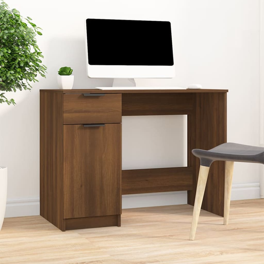 Desk Brown Oak 100X50X75 Cm Engineered Wood