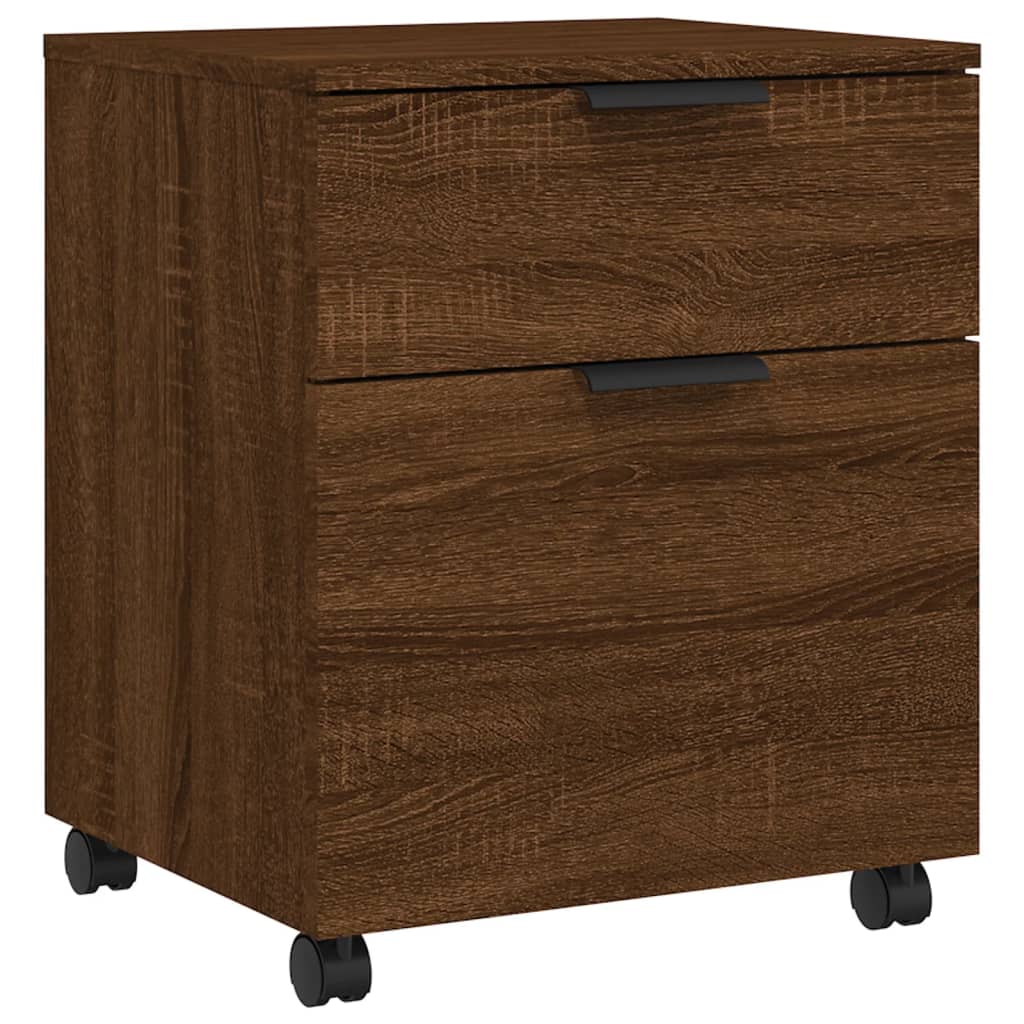 Mobile File Cabinet With Wheels Brown Oak 45X38X54 Cm Engineered Wood