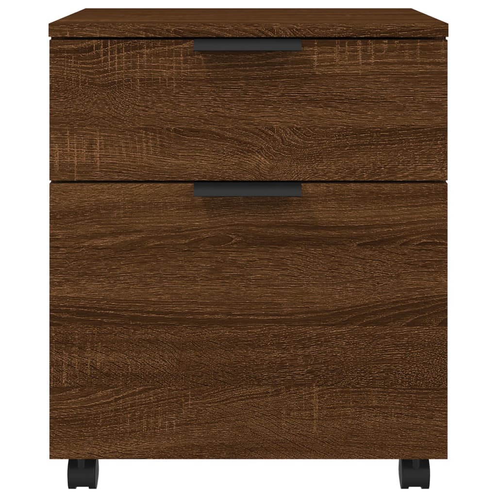 Mobile File Cabinet With Wheels Brown Oak 45X38X54 Cm Engineered Wood