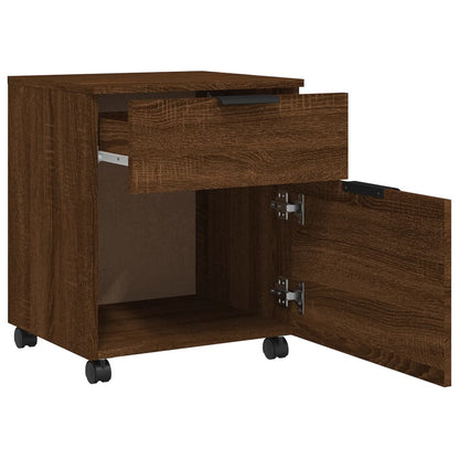 Mobile File Cabinet With Wheels Brown Oak 45X38X54 Cm Engineered Wood