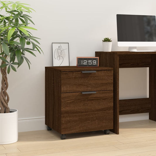 Mobile File Cabinet With Wheels Brown Oak 45X38X54 Cm Engineered Wood