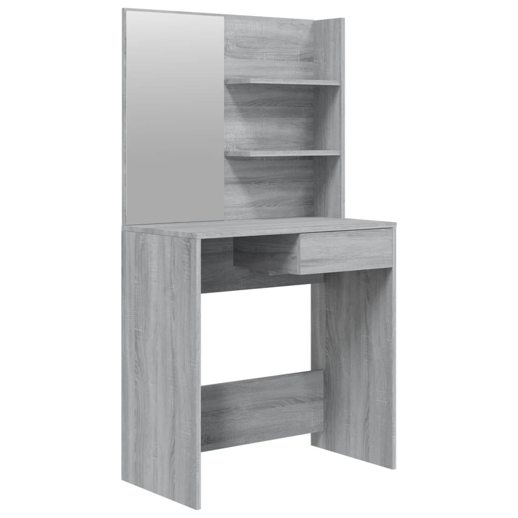 Dressing Table With Mirror Grey Sonoma 74.5X40X141 Cm