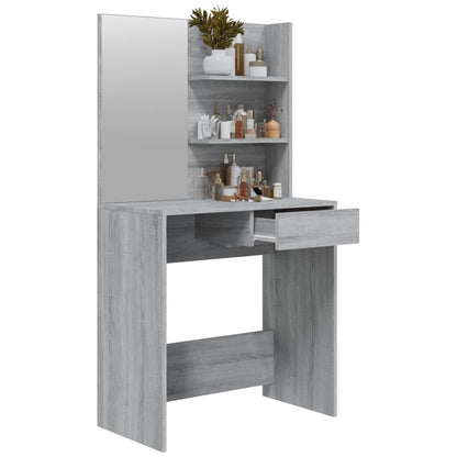 Dressing Table With Mirror Grey Sonoma 74.5X40X141 Cm