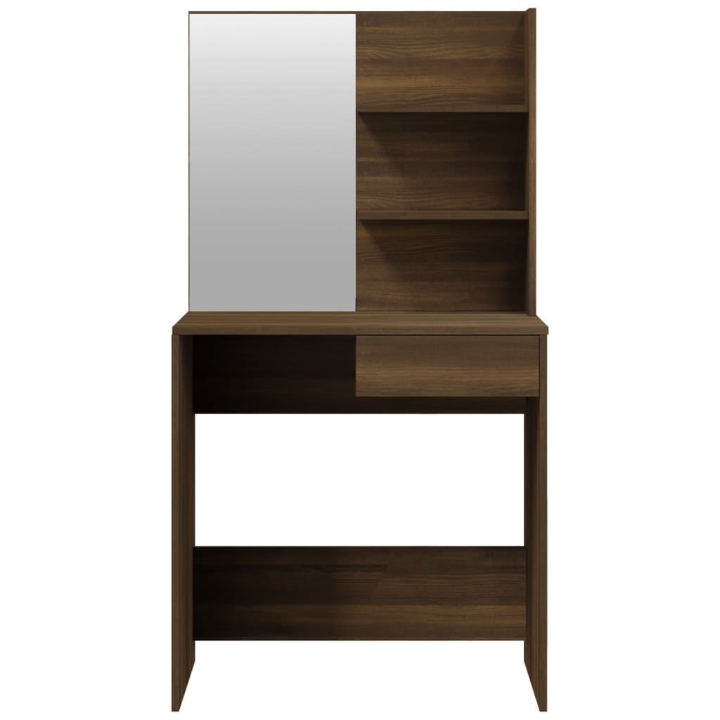 Dressing Table With Mirror Brown Oak 74.5X40X141 Cm