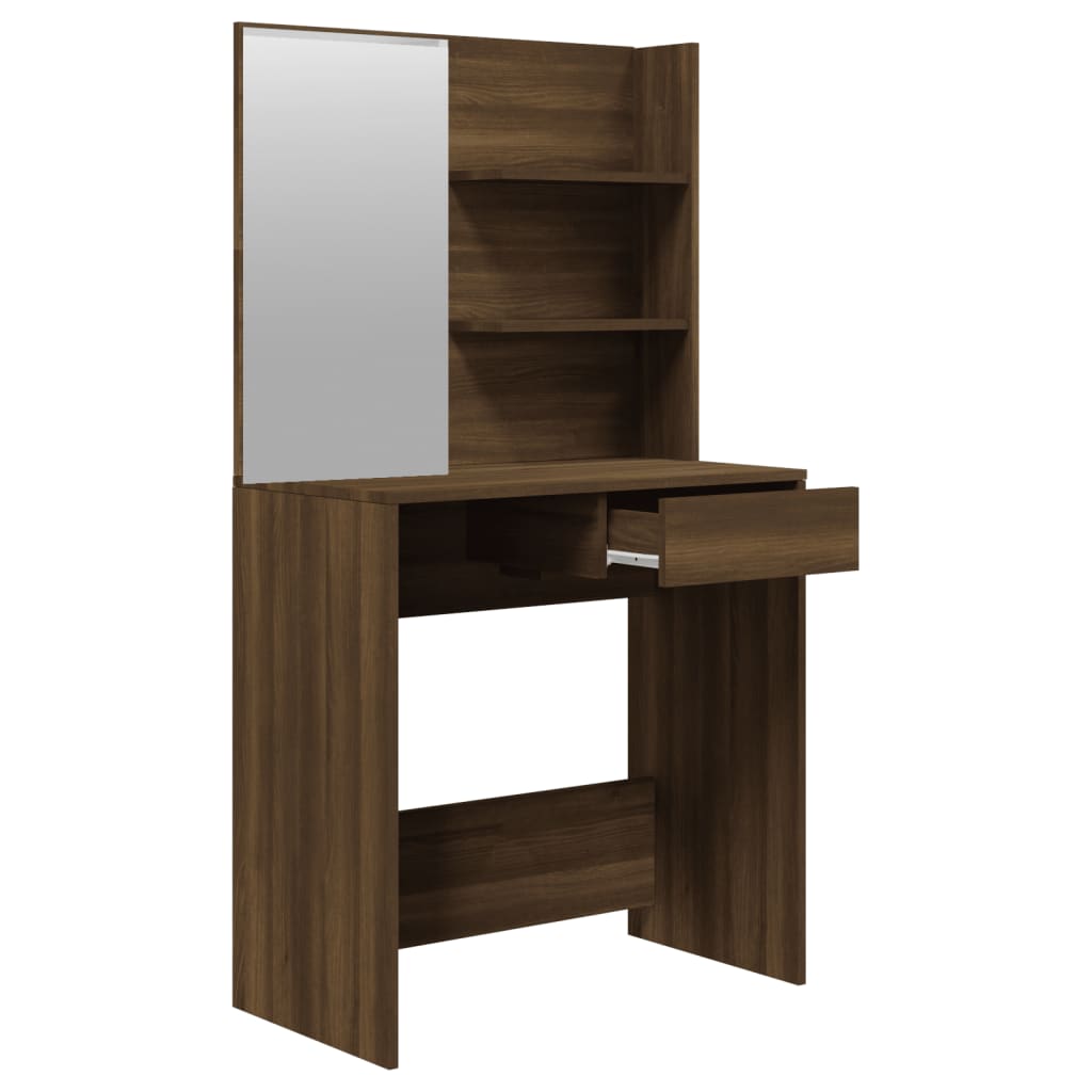 Dressing Table With Mirror Brown Oak 74.5X40X141 Cm