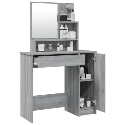 Dressing Table With Mirror Grey Sonoma 86.5X35X136 Cm