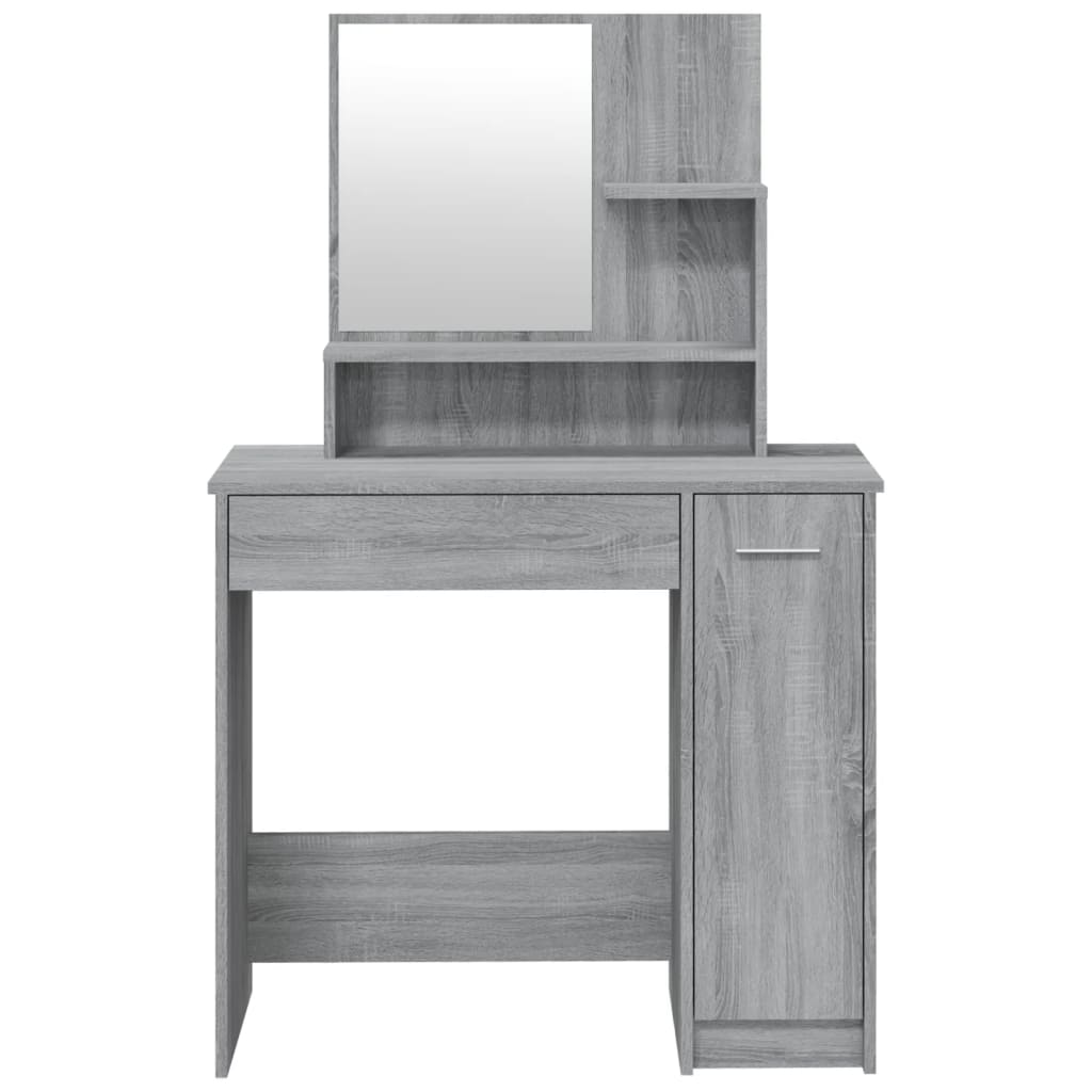 Dressing Table With Mirror Grey Sonoma 86.5X35X136 Cm