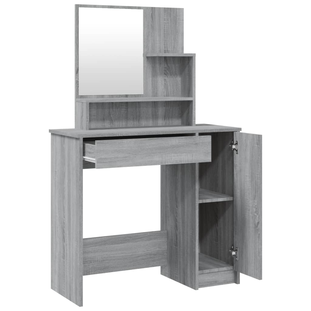 Dressing Table With Mirror Grey Sonoma 86.5X35X136 Cm