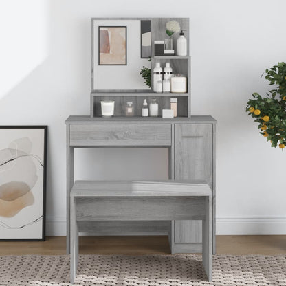 Dressing Table With Mirror Grey Sonoma 86.5X35X136 Cm