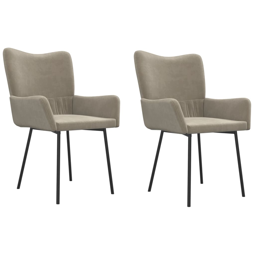 Dining Chairs 2 Pcs Light Grey Velvet