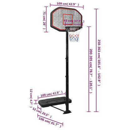 Basketball Stand Black 258-363 Cm Polyethene