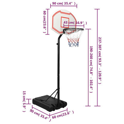 Basketball Stand White 237-307 Cm Polyethene