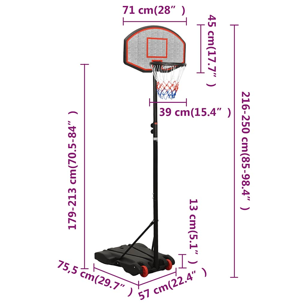 Basketball Stand Black 216-250 Cm Polyethene