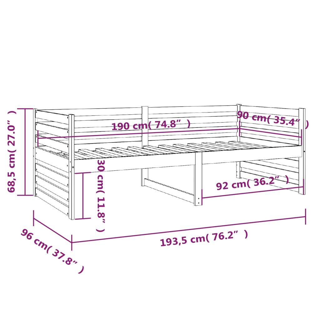 Day Bed Honey Brown 90X190 Cm Solid Wood Pine